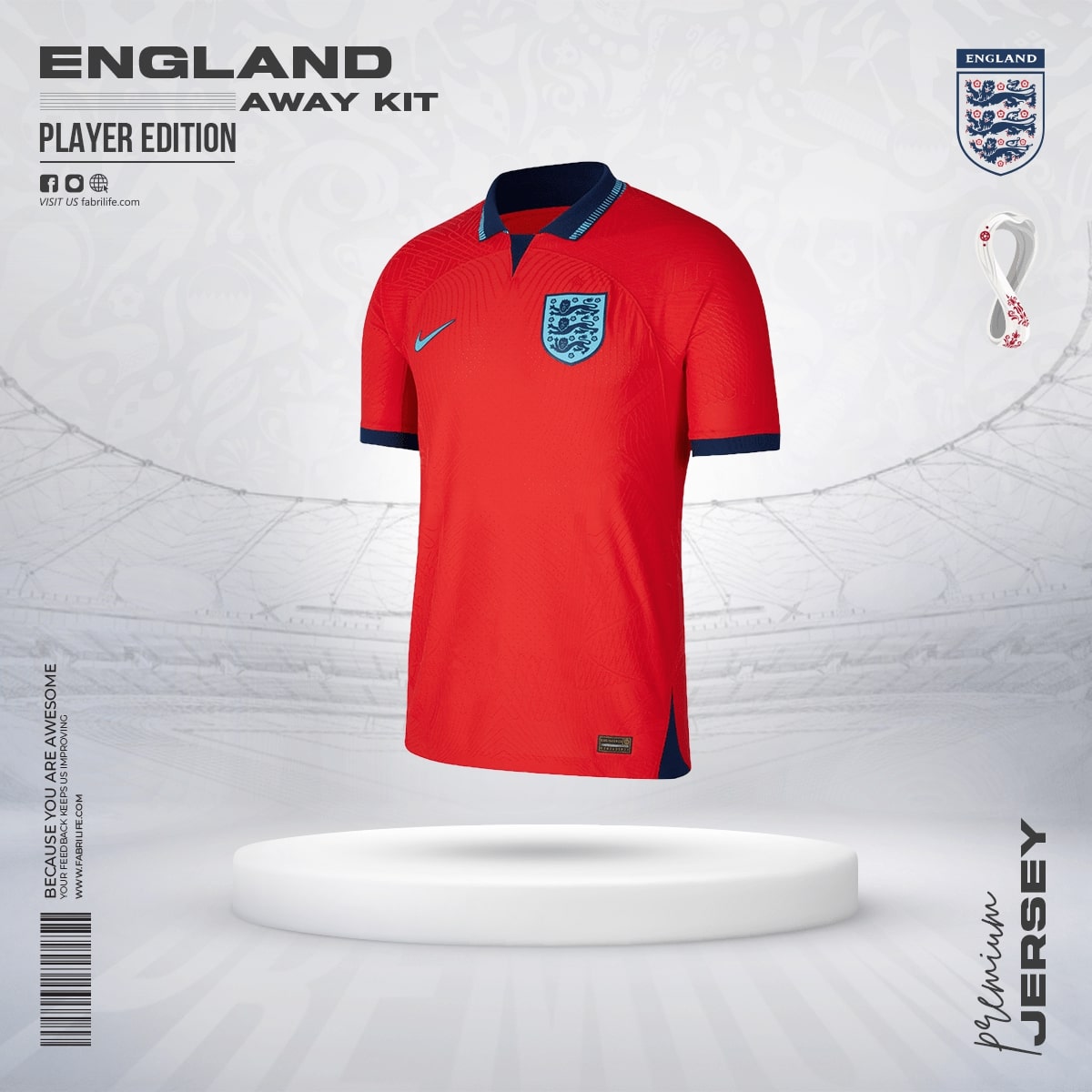 England Fifa World Cup Away Jersey 2022 Player Edition At Best Price  Fabrilife